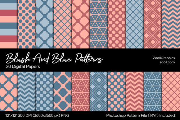 Blush and Blue Digital Papers