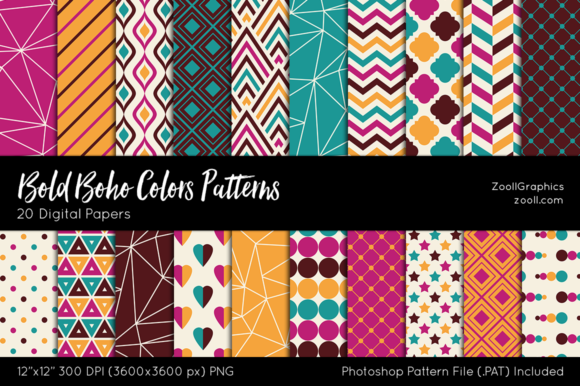 Bold Boho Colors Digital Papers