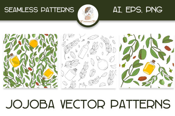 Botanical Jojoba Vector Seamless Pattern
