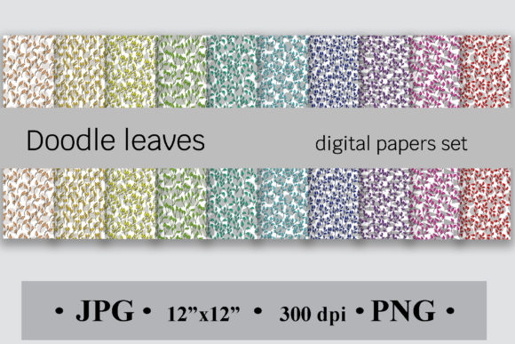 Doodle Leaves Digital Papers Set: A Creative Resource for Designers and Crafters