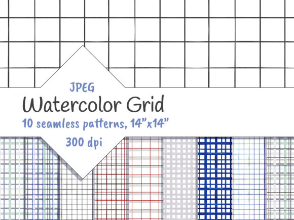 Grid Watercolor Geometric Seamless Patte