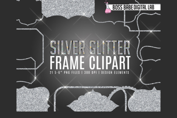 Silver Glitter Frame Clipart for Glamorous Designs