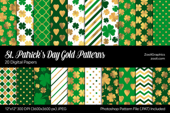 St. Patrick’s Day Gold Digital Papers
