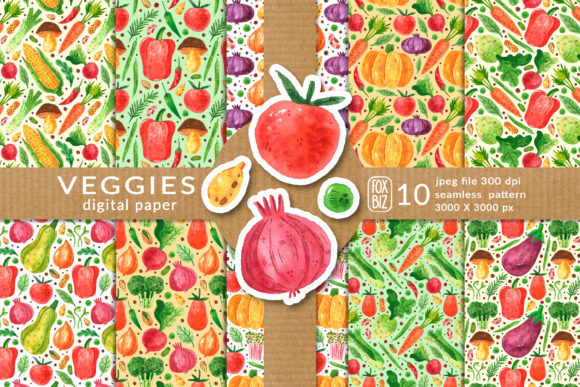 Vegetables Watercolor Seamless Pattern