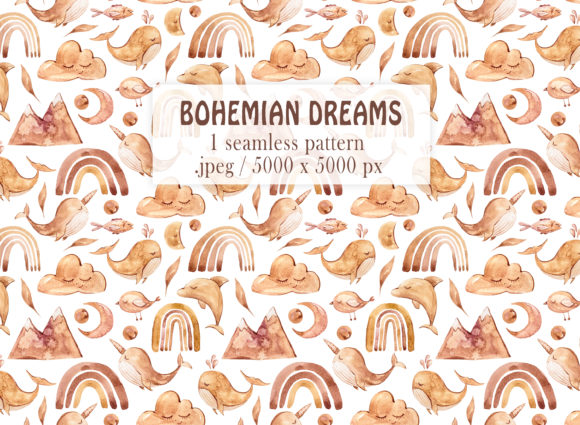 Watercolor Boho Nursery Seamless Pattern: A Versatile Design for Modern Creatives